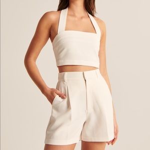 NWT Abercrombie Cropped White Linen Halter Top Size L
